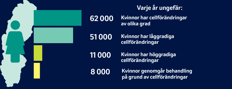 HPV-screening - I Sverige drabbas cirka 62.000 kvinnor av cellförändringar varje år